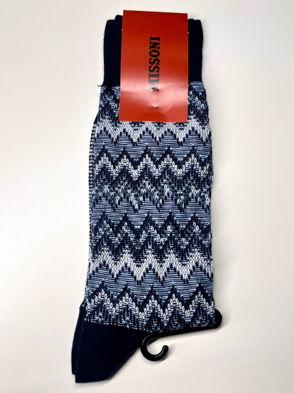 Missoni Navy and White Zigzag Dress Socks NWT